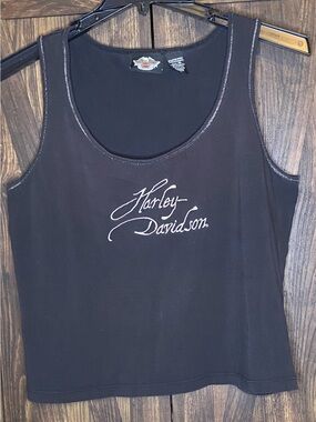 Harley-Davidson Black Tank Top with White Script Logo